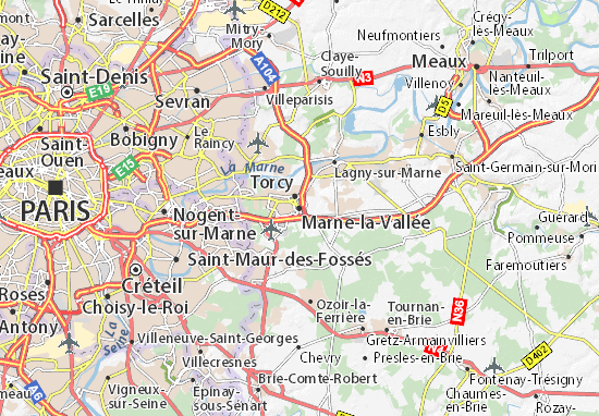 marne la vallée sur la carte de france Carte détaillée Marne la Vallée   plan Marne la Vallée   ViaMichelin