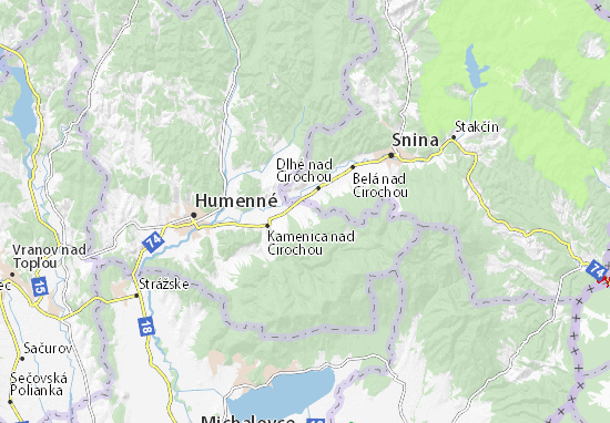 Mapa Modra nad Cirochou