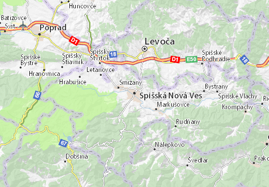 Karte Stadtplan Spišská Nová Ves