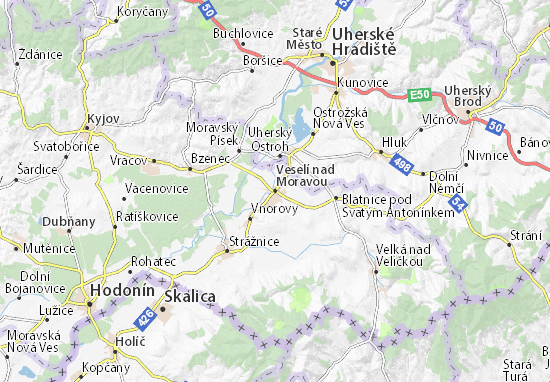 Karte Stadtplan Veselí nad Moravou