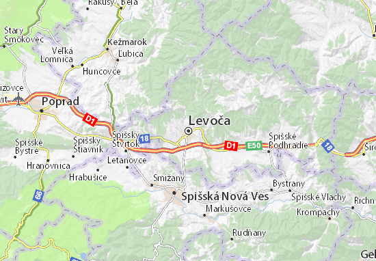 Karte Stadtplan Levoča