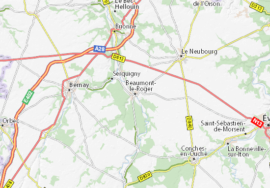 Karte Stadtplan Beaumont-le-Roger