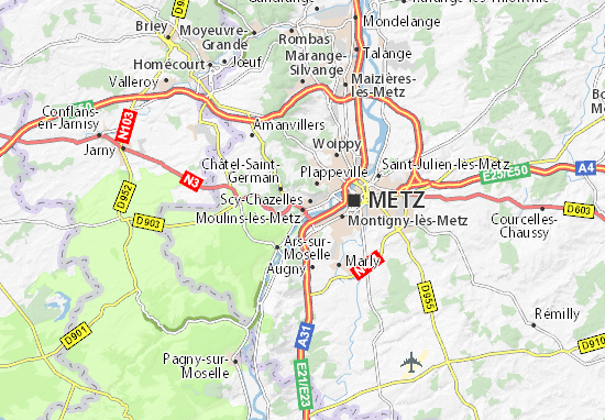 Karte Stadtplan Moulins-lès-Metz