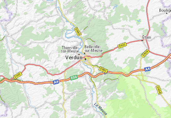 verdun carte Map Of Verdun Michelin Verdun Map Viamichelin verdun carte