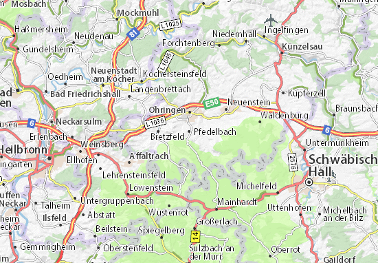 Mapa Pfedelbach