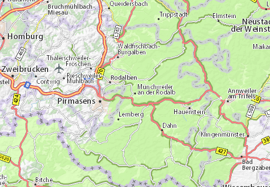 Karte Stadtplan Münchweiler an der Rodalb