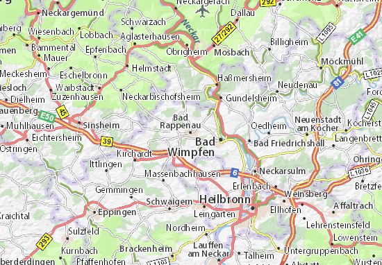 MICHELIN-Landkarte Bad Rappenau - Stadtplan Bad Rappenau - ViaMichelin