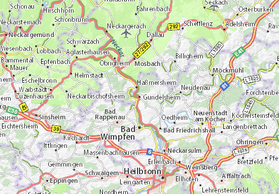 MICHELIN-Landkarte Gundelsheim - Stadtplan Gundelsheim - ViaMichelin