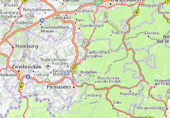 Kaart Plattegrond Waldfischbach-Burgalben