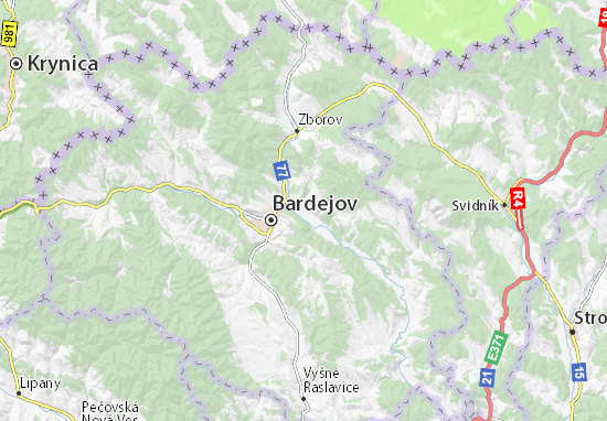 Mapa Bardejovská Nová Ves