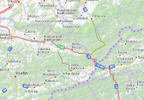Karte Stadtplan Horní Bečva