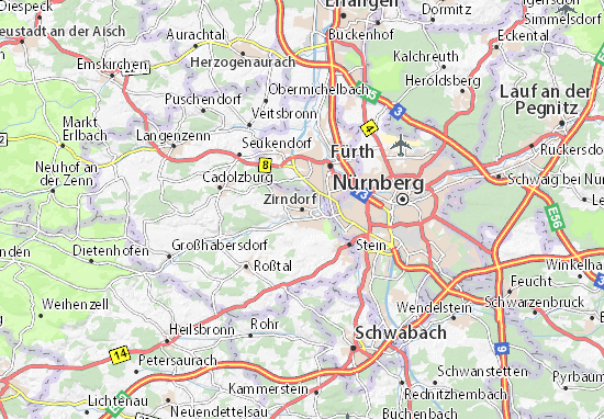MICHELIN-Landkarte Zirndorf - Stadtplan Zirndorf - ViaMichelin