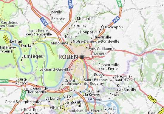 carte de france rouen Carte détaillée Rouen   plan Rouen   ViaMichelin