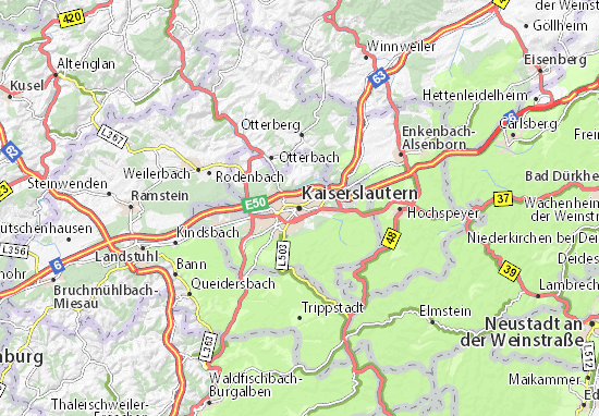 kaiserslautern karte deutschland Karte Stadtplan Kaiserslautern Viamichelin kaiserslautern karte deutschland