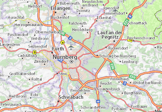 MICHELIN Nürnberg-Östliche Außenstadt map - ViaMichelin