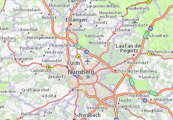 MICHELIN-Landkarte Nürnberg Flughafen - Stadtplan Nürnberg Flughafen