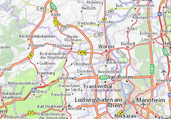 landkarte heppenheim Karte Stadtplan Heppenheim An Der Wiese Viamichelin landkarte heppenheim