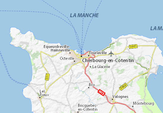 carte du cotentin avec nom des villes Carte Detaillee Cherbourg En Cotentin Plan Cherbourg En Cotentin Viamichelin carte du cotentin avec nom des villes