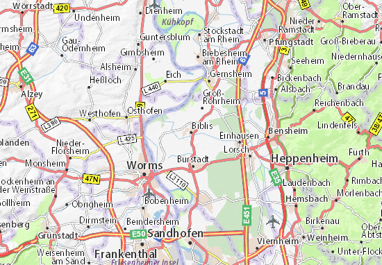 MICHELIN-Landkarte Biblis - Stadtplan Biblis - ViaMichelin