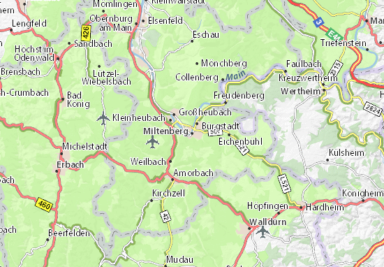 Karte, Stadtplan Miltenberg - ViaMichelin