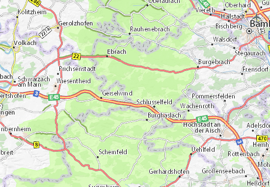 MICHELIN-Landkarte Steigerwald - Stadtplan Steigerwald - ViaMichelin