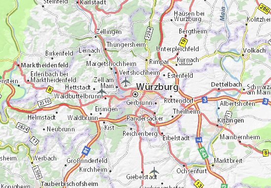deutschland karte würzburg Karte Stadtplan Wurzburg Viamichelin deutschland karte würzburg