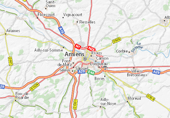 la carte d amiens Carte détaillée Amiens   plan Amiens   ViaMichelin