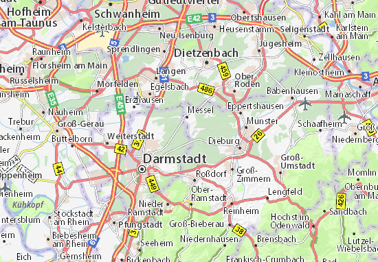 MICHELIN-Landkarte Grube Messel - Stadtplan Grube Messel - ViaMichelin