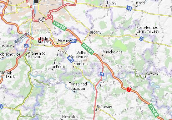 Karte Stadtplan Velké Popovice