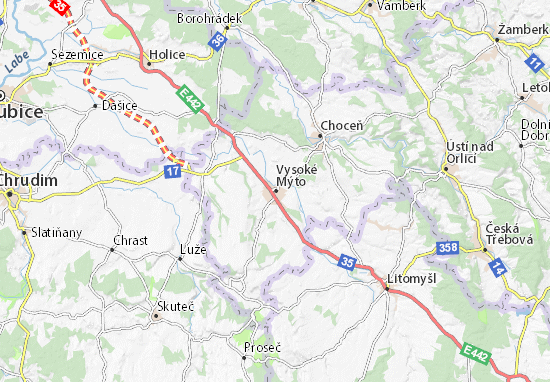 Karte Stadtplan Vysoké Mýto
