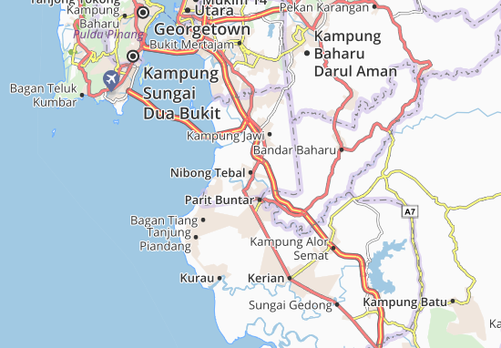 Karte Stadtplan Nibong Tebal