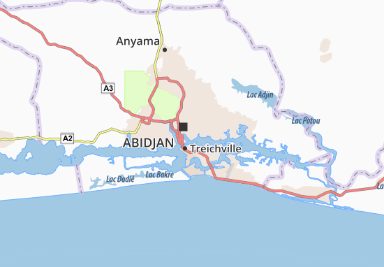 Abidjan, Port Bouet, Plateau, Cocody, & Map