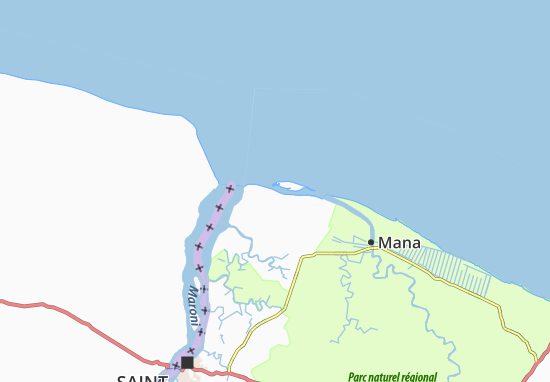 Karte Stadtplan Awala-Yalimapo