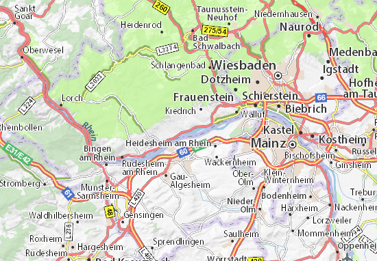 Karte, Stadtplan Hattenheim - ViaMichelin