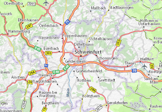 schweinfurt karte Karte Stadtplan Schweinfurt Viamichelin schweinfurt karte