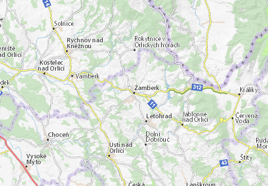 Karte Stadtplan Žamberk