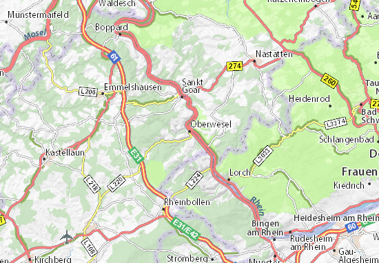 Karte Stadtplan Oberwesel