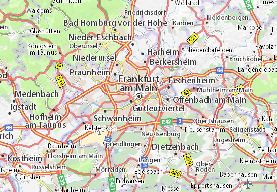 karte von frankfurt am main und umgebung Karte Stadtplan Frankfurt Am Main Viamichelin karte von frankfurt am main und umgebung