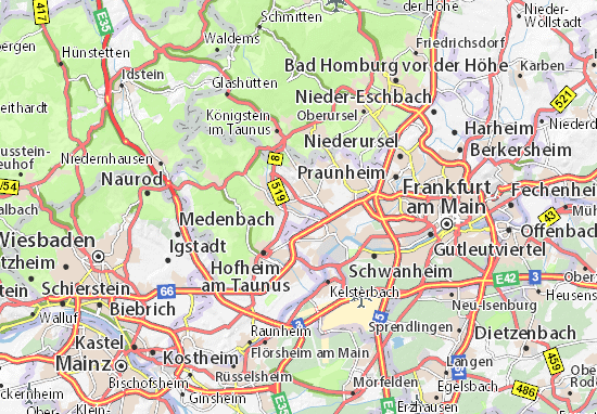 Karte Stadtplan Liederbach am Taunus