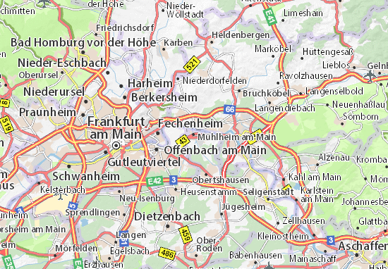 MICHELIN-Landkarte Mühlheim am Main - Stadtplan Mühlheim am Main