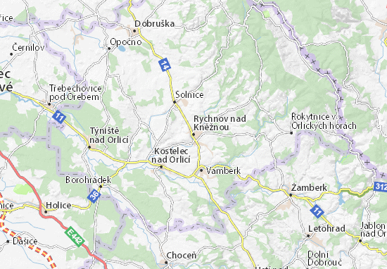 Karte Stadtplan Rychnov nad Kněžnou