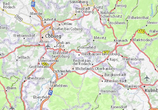 Karte Stadtplan Weidhausen bei Coburg