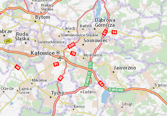 Karte Stadtplan Mysłowice