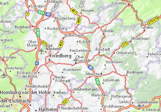 landkarte wetterau Karte Stadtplan Wetterau Viamichelin landkarte wetterau