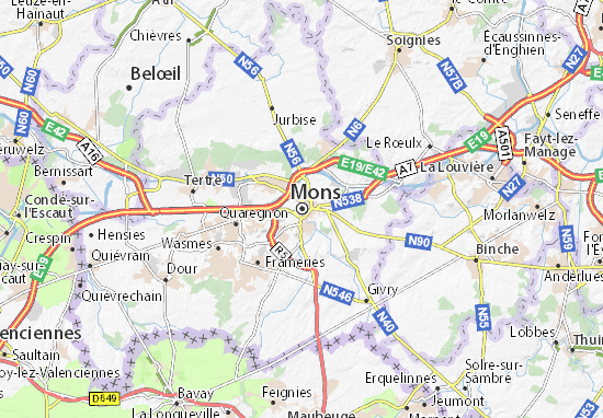 carte de mons Carte Detaillee Mons Plan Mons Viamichelin carte de mons