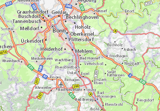 karte bad honnef Karte Stadtplan Bad Honnef Viamichelin karte bad honnef