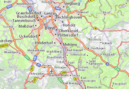 MICHELIN-Landkarte Rhöndorf - Stadtplan Rhöndorf - ViaMichelin