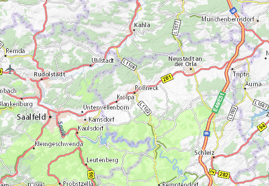 MICHELIN-Landkarte Pößneck - Stadtplan Pößneck - ViaMichelin
