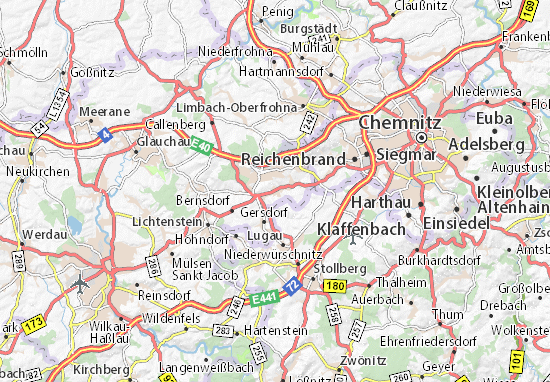 Karte Stadtplan Oberlungwitz