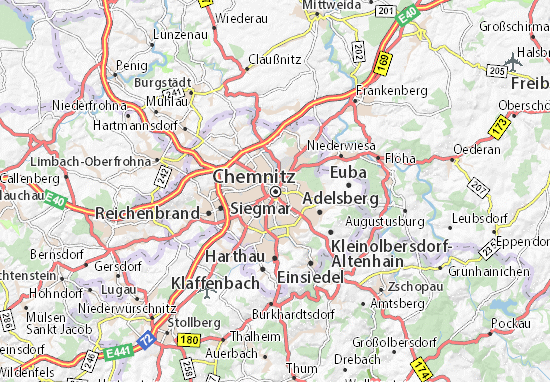 Michelin Landkarte Chemnitz Stadtplan Chemnitz Viamichelin